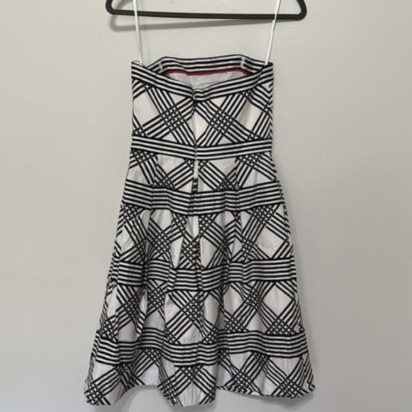 WHBM Lattice Print Strapless Midi Dress Size 2 - Picture 5 of 9
